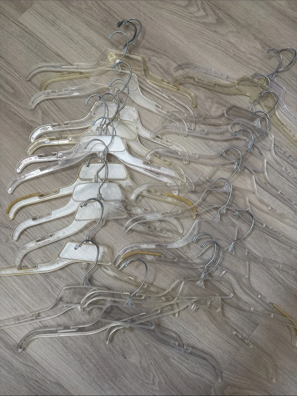24 Clear Plastic Clothing Hangers - Set of Vintage Clear Hangers